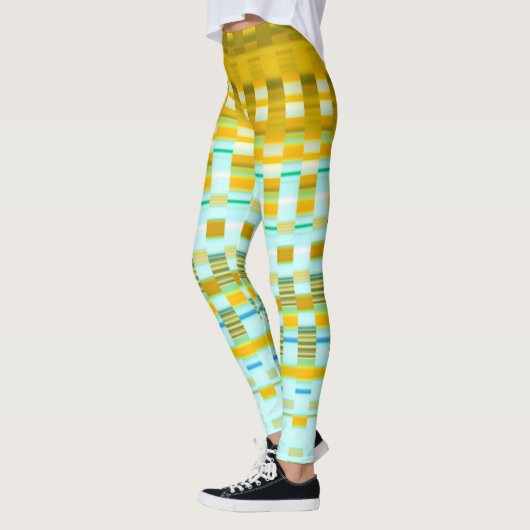 Trippy Stripes Yellow en Blue Psychedelic Pattern Leggings (Links)