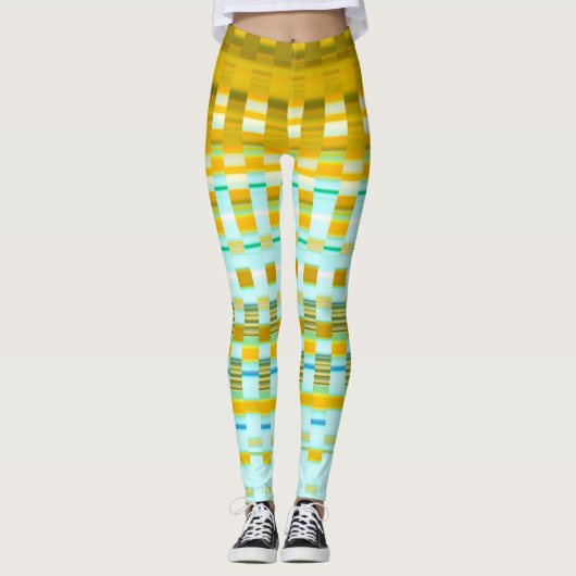 Trippy Stripes Yellow en Blue Psychedelic Pattern Leggings (Voorkant)