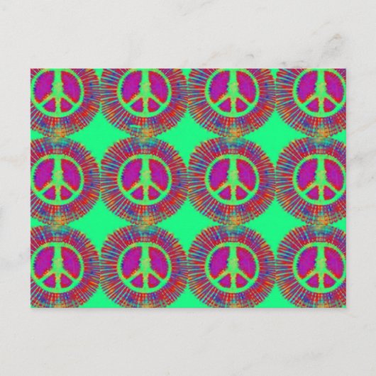 Trippy Stropdas-Dye Psychedelic Peace Sign Briefkaart (Voorkant)