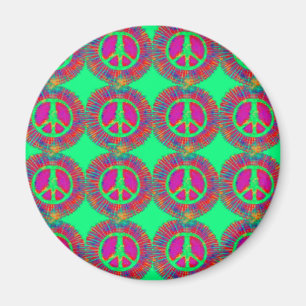 Trippy Stropdas-Dye Psychedelic Peace Sign Magneet