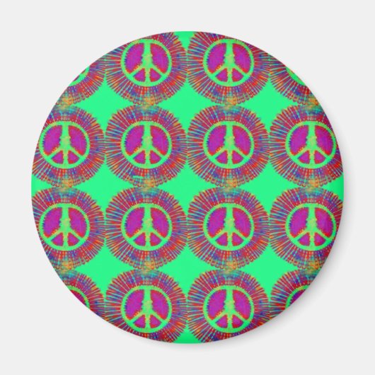 Trippy Stropdas-Dye Psychedelic Peace Sign Magneet (Voorkant)