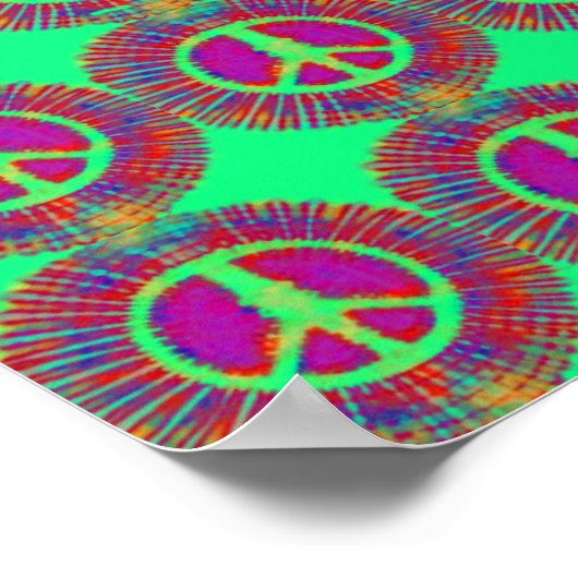 Trippy Stropdas-Dye Psychedelic Peace Sign Poster (Hoek)