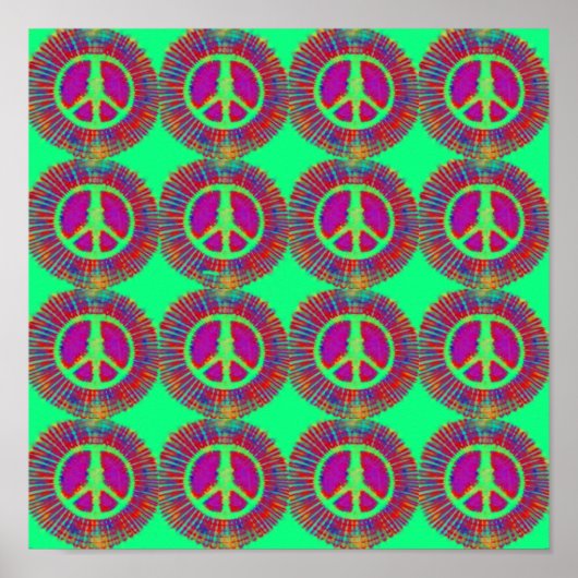 Trippy Stropdas-Dye Psychedelic Peace Sign Poster (Voorkant)