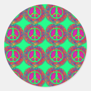 Trippy Stropdas-Dye Psychedelic Peace Sign Ronde Sticker