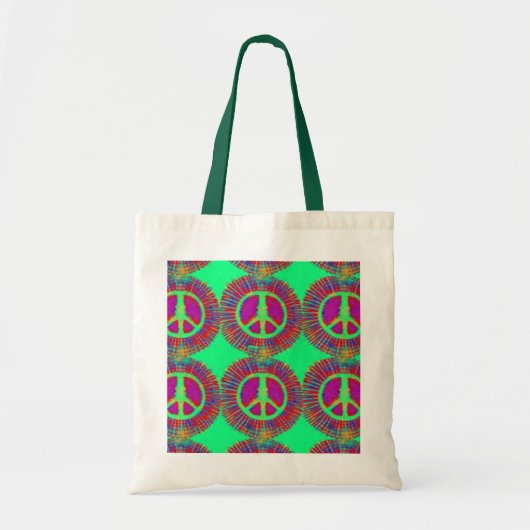 Trippy Stropdas-Dye Psychedelic Peace Sign Tote Bag (Voorkant)