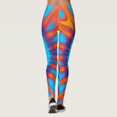 Trippy Stropdas-Dye Retro Blauw & Sinaasappel Leggings (Achterkant)