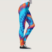 Trippy Stropdas-Dye Retro Blauw & Sinaasappel Leggings (Rechts)