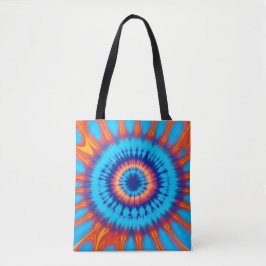 Trippy Stropdas-Dye Retro Blauw & Sinaasappel Tote Bag