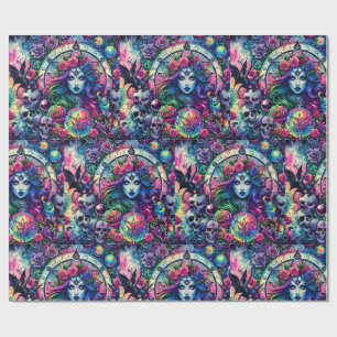 Trippy stropdas kleurstof Halloween heks godin cad Cadeaupapier