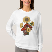 Trippy Sunflower Mushroom Psychedelic T-shirt (Voorkant)