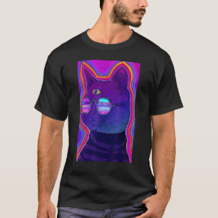 Trippy Surrealistische Kat Acidwave Esthetiek Surr T-shirt