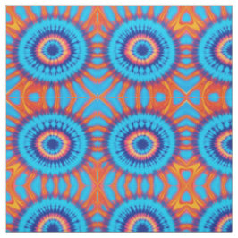 Trippy Tie-Dye Retro Blauw & Oranje Stof
