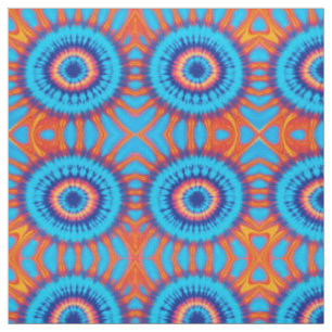 Trippy Tie-Dye Retro Blauw & Oranje Stof