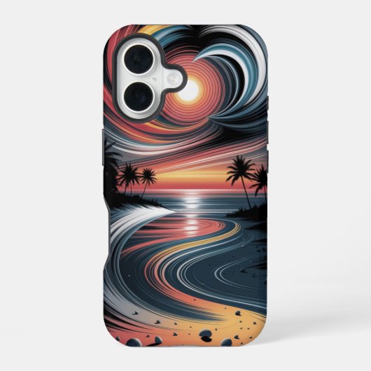Trippy Tropische Sfeer iPhone 16 Hoesje (Achterkant)