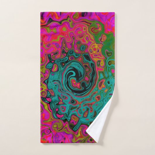 Trippy Turquoise Abstract Retro Liquid Swirl Bad Handdoek (Handdoek)