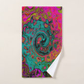 Trippy Turquoise Abstract Retro Liquid Swirl Bad Handdoek (Handdoek)