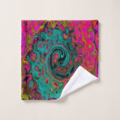Trippy Turquoise Abstract Retro Liquid Swirl Bad Handdoek (Wasdoekje)