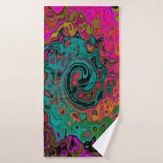 Trippy Turquoise Abstract Retro Liquid Swirl Badhanddoek (Badhanddoek)