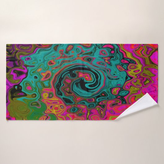 Trippy Turquoise Abstract Retro Liquid Swirl Badhanddoek (Badhanddoek)