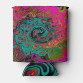 Trippy Turquoise Abstract Retro Liquid Swirl Blikjeskoeler (Voorkant)