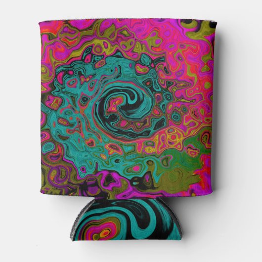 Trippy Turquoise Abstract Retro Liquid Swirl Blikjeskoeler (Voorkant)