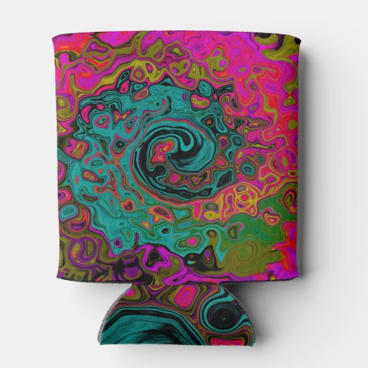 Trippy Turquoise Abstract Retro Liquid Swirl Blikjeskoeler (Achterkant)
