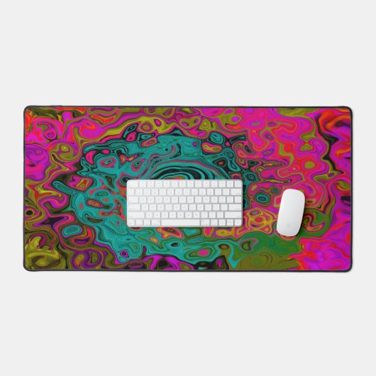 Trippy Turquoise Abstract Retro Liquid Swirl Bureaumat (Keyboard & Muis)