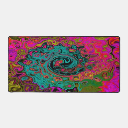 Trippy Turquoise Abstract Retro Liquid Swirl Bureaumat (Voorkant)