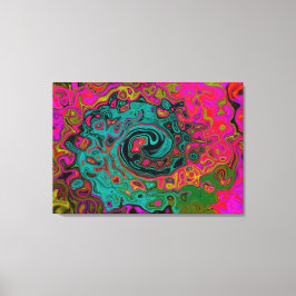 Trippy Turquoise Abstract Retro Liquid Swirl Canvas Afdruk