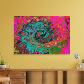 Trippy Turquoise Abstract Retro Liquid Swirl Canvas Afdruk (Insitu (Woonkamer))