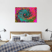 Trippy Turquoise Abstract Retro Liquid Swirl Canvas Afdruk (Insitu (Slaapkamer))