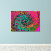 Trippy Turquoise Abstract Retro Liquid Swirl Canvas Afdruk (Insitu (Houten vloer))
