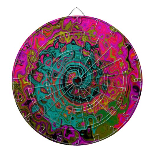 Trippy Turquoise Abstract Retro Liquid Swirl Dartbord (Voorkant)