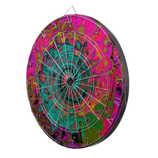 Trippy Turquoise Abstract Retro Liquid Swirl Dartbord (Voorkant Rechts)