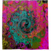 Trippy Turquoise Abstract Retro Liquid Swirl Douchegordijn (Voorkant)