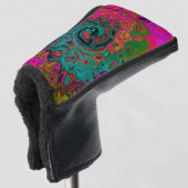 Trippy Turquoise Abstract Retro Liquid Swirl Golfheadcover (3/4 voorkant)