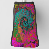 Trippy Turquoise Abstract Retro Liquid Swirl Golfheadcover (Draai 90)