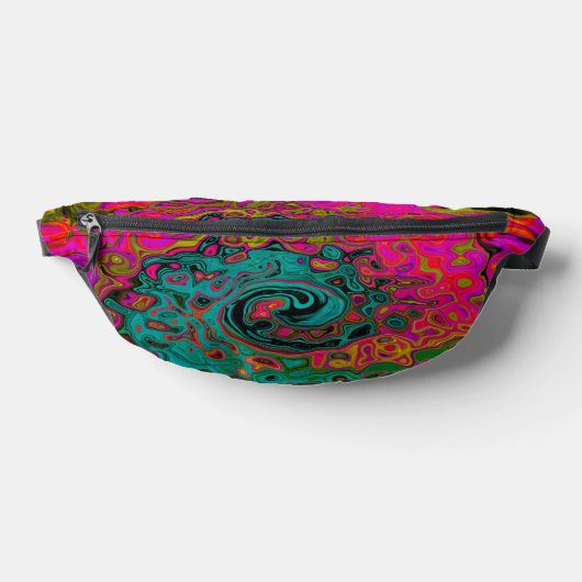 Trippy Turquoise Abstract Retro Liquid Swirl Heuptasje (Liggend)