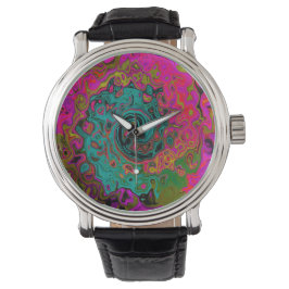 Trippy Turquoise Abstract Retro Liquid Swirl Horloge