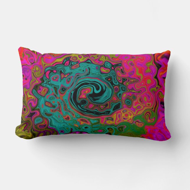 Trippy Turquoise Abstract Retro Liquid Swirl Kussen (Voorkant)