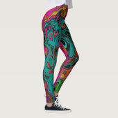 Trippy Turquoise Abstract Retro Liquid Swirl Leggings (Rechts)