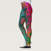 Trippy Turquoise Abstract Retro Liquid Swirl Leggings (Links)