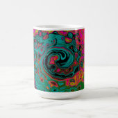 Trippy Turquoise Abstract Retro Liquid Swirl Magische Mok (Midden)