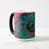 Trippy Turquoise Abstract Retro Liquid Swirl Magische Mok (Voorkant links)