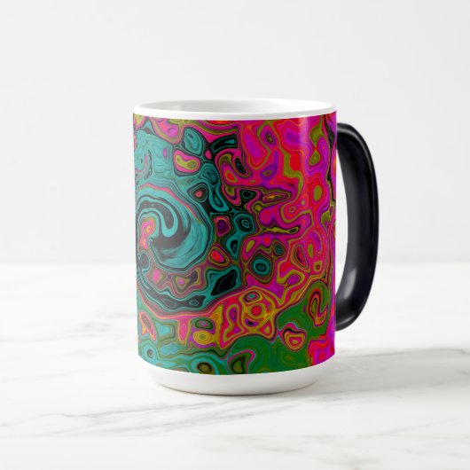 Trippy Turquoise Abstract Retro Liquid Swirl Magische Mok (Voorkant rechts)