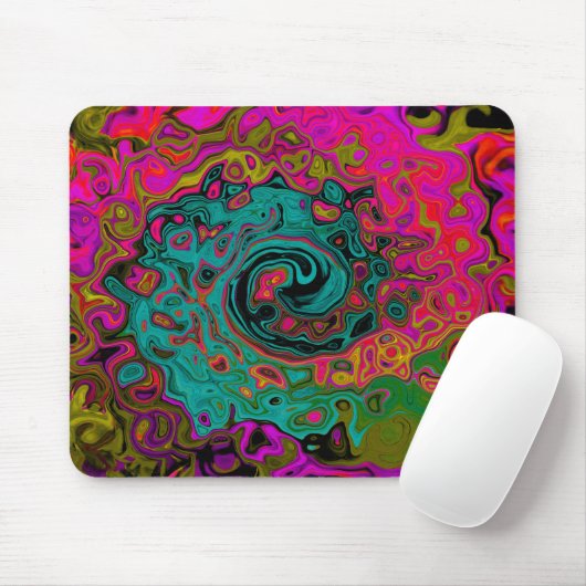 Trippy Turquoise Abstract Retro Liquid Swirl Muismat (Met muis)
