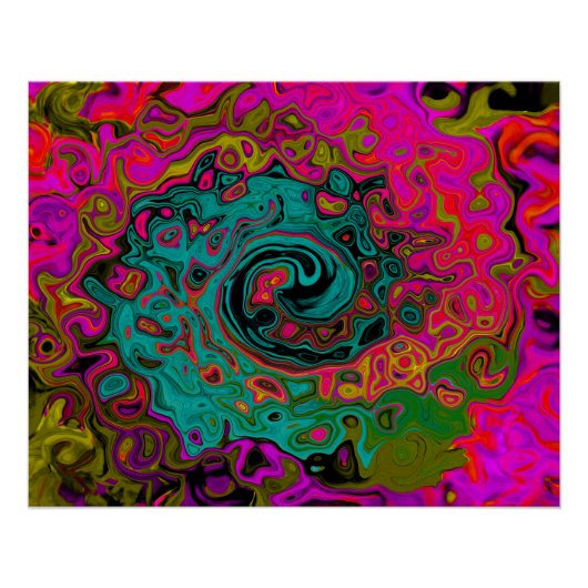 Trippy Turquoise Abstract Retro Liquid Swirl Perfect Poster (Voorkant)