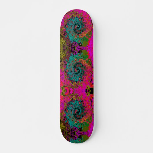 Trippy Turquoise Abstract Retro Liquid Swirl Persoonlijk Skateboard (Voorkant)