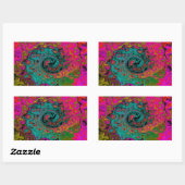 Trippy Turquoise Abstract Retro Liquid Swirl Rechthoekige Sticker (Vel)
