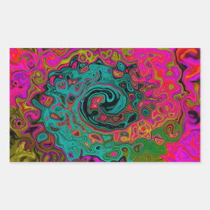 Trippy Turquoise Abstract Retro Liquid Swirl Rechthoekige Sticker